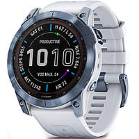 Смарт-часы Garmin fenix 7 Sapphire Solar Mineral Blue DLC Titanium with Whitestone Band 010-02540-25