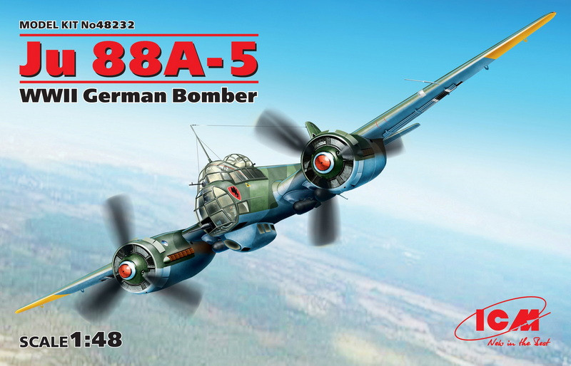 Пластикова модель 1/48 ICM 48232 німецький бомбардувальник Ju 88A-5, WWII German Bomber