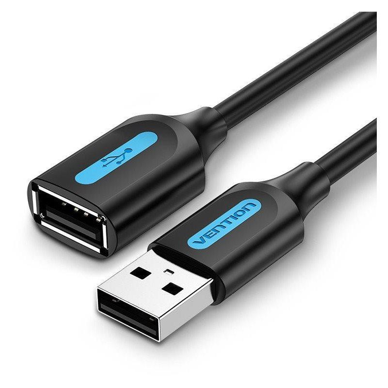 USB кабель-удлинитель Vention USB 2.0 Male to USB Female Extension Cable 0.5M PVC Type Black (CBIBD), фото 1