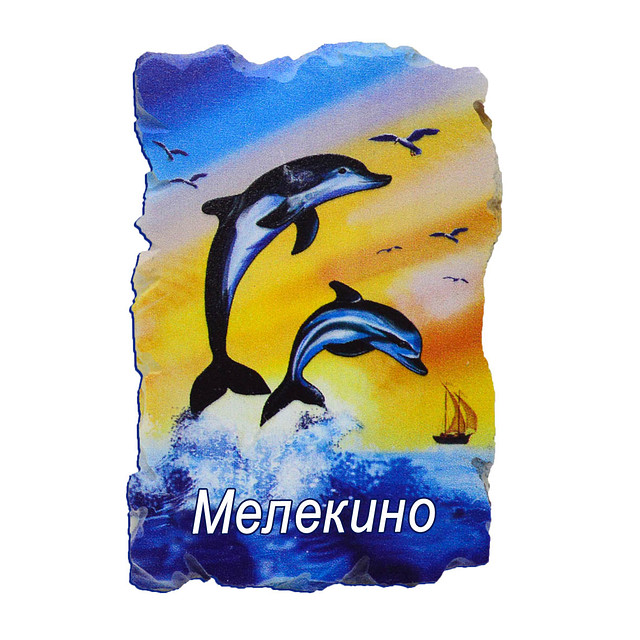 Магнит из искусственного камня "Дельфины радуга" Мелекино - фото 1 - id-p20813685