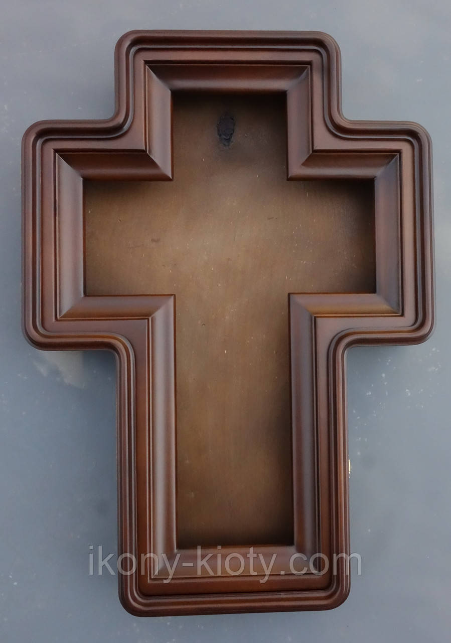 Хрестоподібний кіот з вільхи, з внутрішньою дерев'яною рамою, що відкривається, зі склом., фото 1