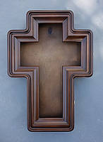 Хрестоподібний кіот з вільхи, з внутрішньою дерев'яною рамою, що відкривається, зі склом., фото 3