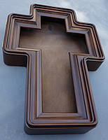 Хрестоподібний кіот з вільхи, з внутрішньою дерев'яною рамою, що відкривається, зі склом., фото 4