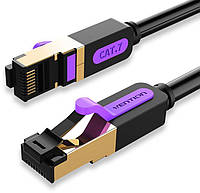 Интернет кабель Vention SSTP Patch Cable Cat.7 LAN-кабель сетевой шнур патч-корд RJ45 1 м Black (ICDBF)