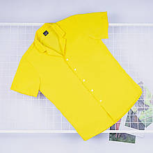 Чоловіча сорочка пляжна літня з коротким рукавом Dejavu жовта Сорочка повсякденна на літо ЛЮКС якості