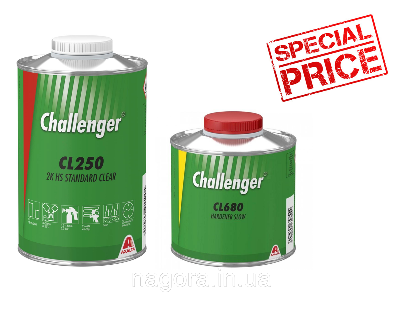 Прозорий лак HS Challenger CL250, повільний (Лак 1л + затверджувач CL680 - 0,5л)