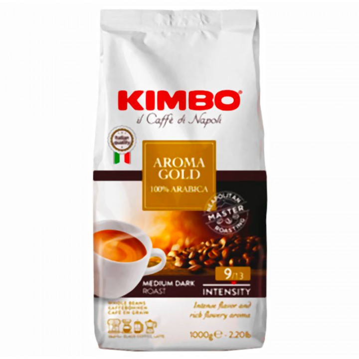 Кава в зернах KIMBO AROMA GOLD 100% Арабіка 1 кг Італія Кімбо Голд