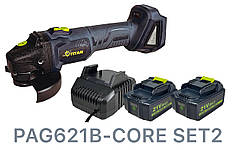 Акумуляторна безщіткова Кутова шліфувальна машина TITAN PAG621B-CORE SET2 Brushless