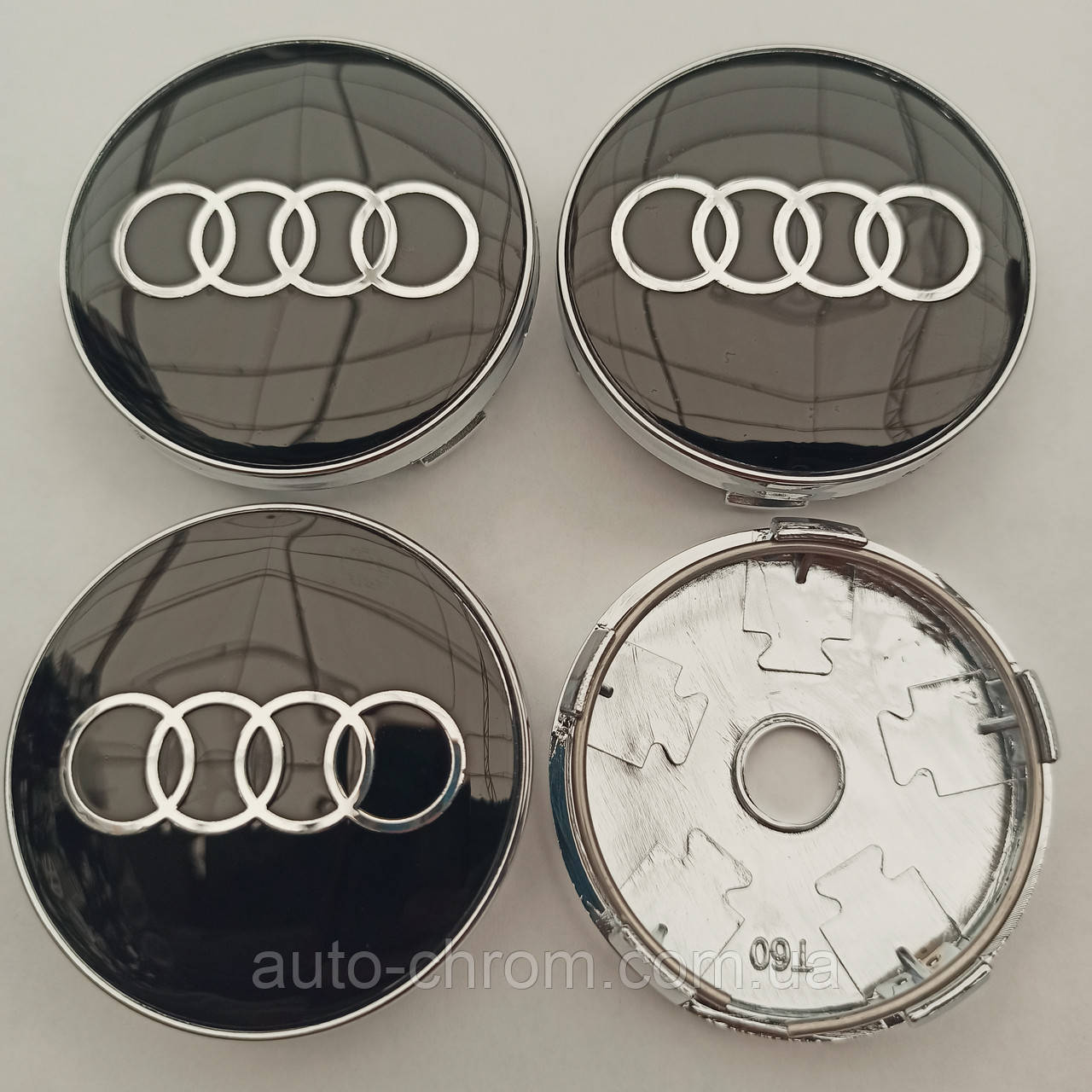 Ковпачки в диски Audi 56*60 мм чорні, фото 1