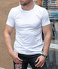 Чоловіча базова футболка прилегла бавовняна однотонна біла, фото 3