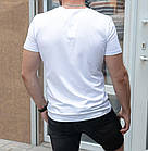 Чоловіча базова футболка прилегла бавовняна однотонна біла, фото 4