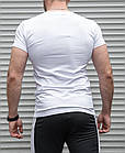 Чоловіча базова футболка прилегла бавовняна однотонна біла, фото 6