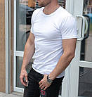 Чоловіча базова футболка прилегла бавовняна однотонна біла, фото 5