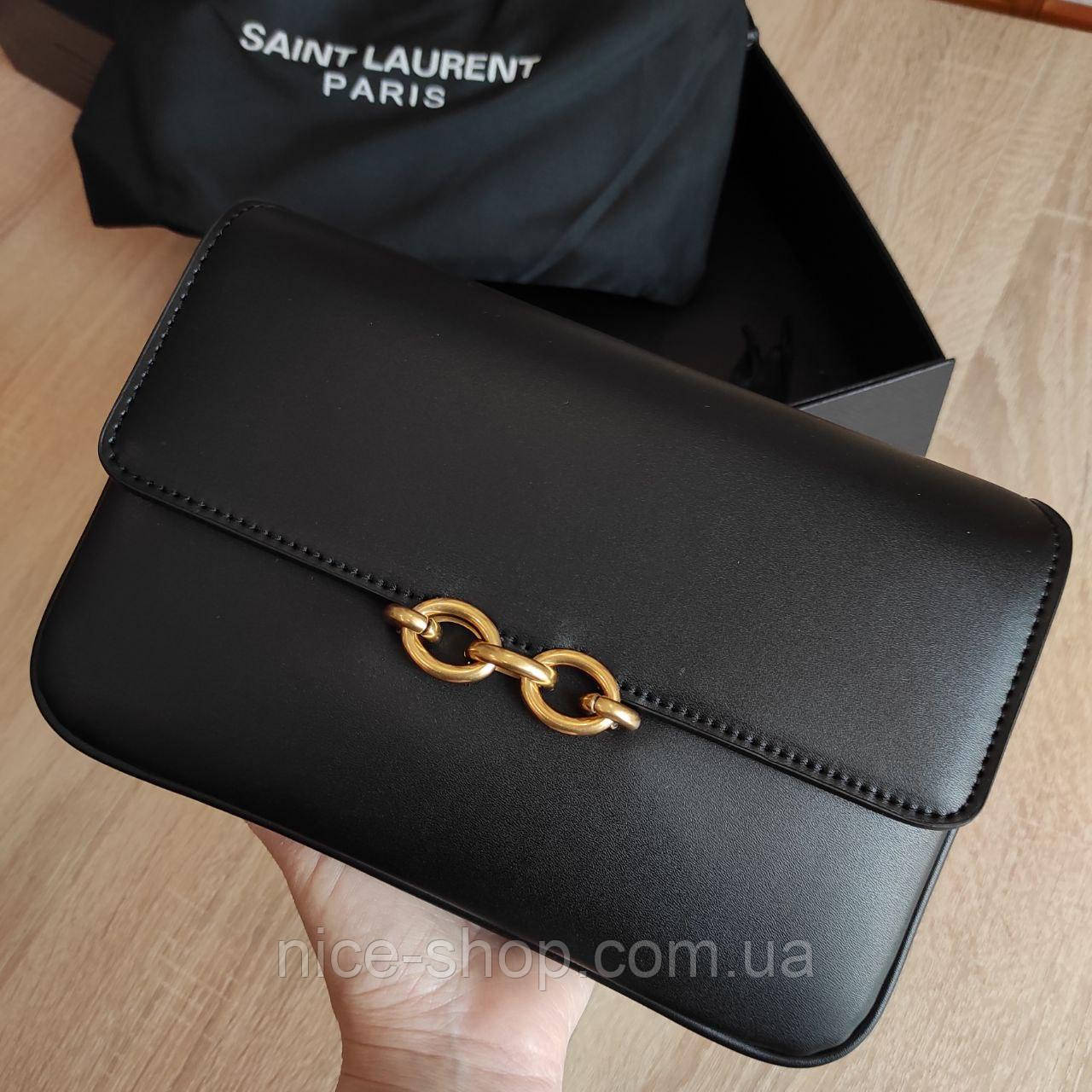 Сумка-клатч ІСЛ шкіряна чорна, в коробці