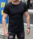 Чоловіча базова футболка прилегла бавовняна однотонна, фото 7
