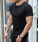 Чоловіча базова футболка прилегла бавовняна однотонна, фото 5