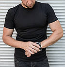 Чоловіча базова футболка прилегла бавовняна однотонна, фото 3