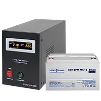 Комплект резервного живлення для котла та теплої підлоги LogicPower B1000 + мультигелева батарея 960 Вт