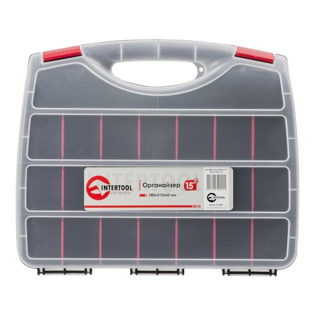 Органайзер касетница ящик 15" 380x310x60мм INTERTOOL BX-4002 |для инструментів рибалки дрібниць метизів