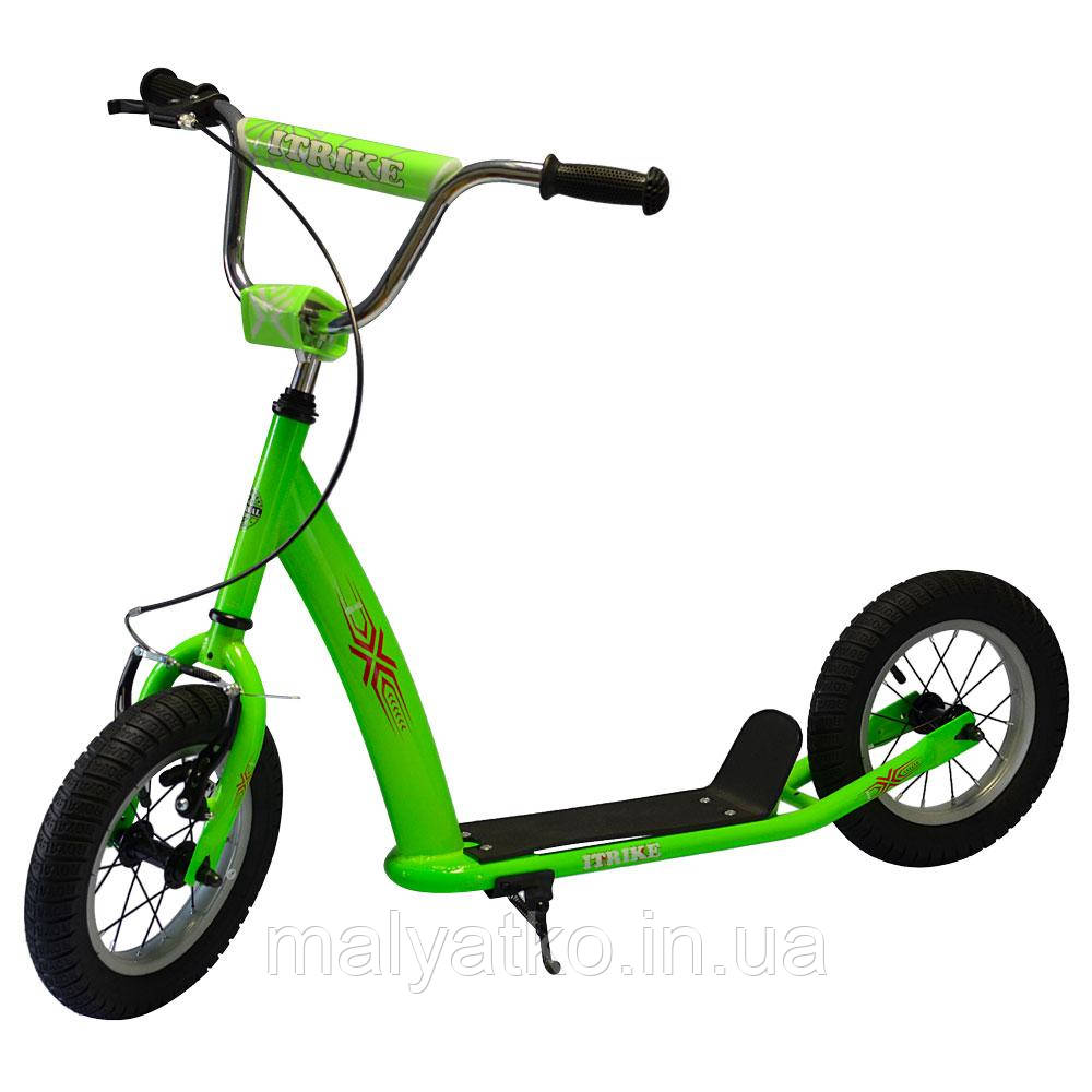 *Самокат для дітей і дорослих Scooter з ручним гальмом (ЗЕЛЕНИЙ) арт. 2-047-GR