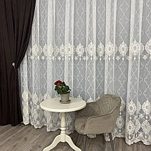 Тюльський бамбук Fantazi з кордовою вишивкою No4036 Молочний, фото 6