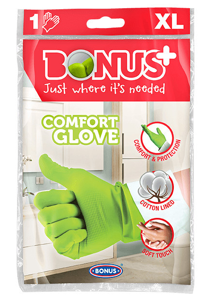 Гумові рукавички підвищеної комфортності для господарських робіт BONUS + Comfort -XL