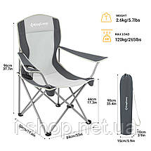 Стул KingCamp Arms Chairin Steel(KC3818) BLACK MEDIUMGREY, фото 3
