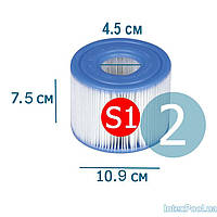 Змінний картридж для спа-джакузі Intex 29011-2 (29001) тип S1 2 шт, 7.5 х 10.9 см