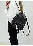 Модний маленький жіночий чорний міні-повсякденний рюкзак молодіжний, жіночий, для дівчинки підлітка еко-шкіра, фото 8