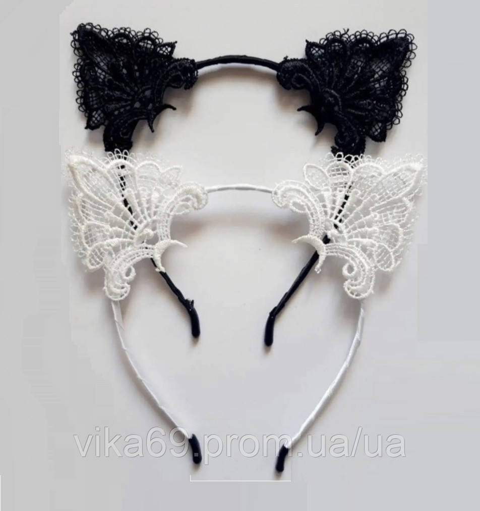 Обідок із мереживними вушками кішечка, фото 1