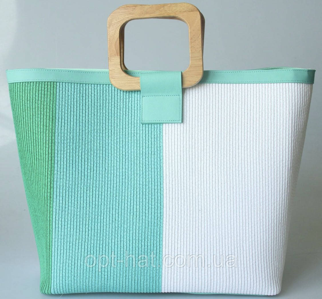 Пляжна сумка з дерев'яними ручками, фото 1