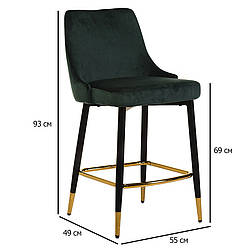 Напівбарні велюрові стільці Vetro Mebel B-128 смарагдові із золотистими наконечниками для кухні.