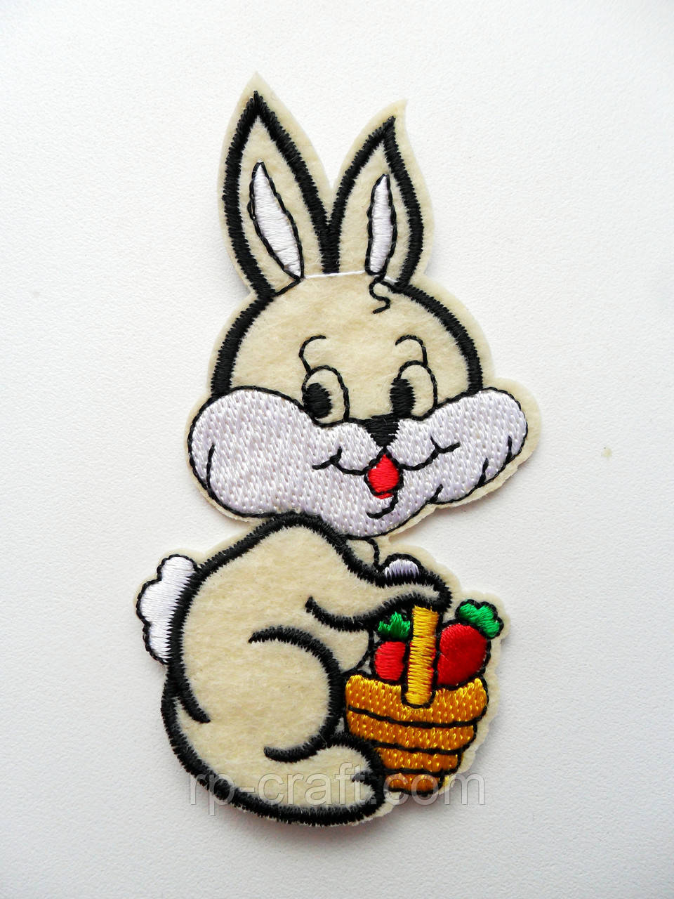 Аплікація клейова. Зайчик з кошиком, 45х87 мм, фото 1