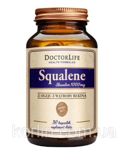 Сквален 1000 мг Жир Печиво Акули 30 кап Doctor Life Squalene США Доставка з ЄС