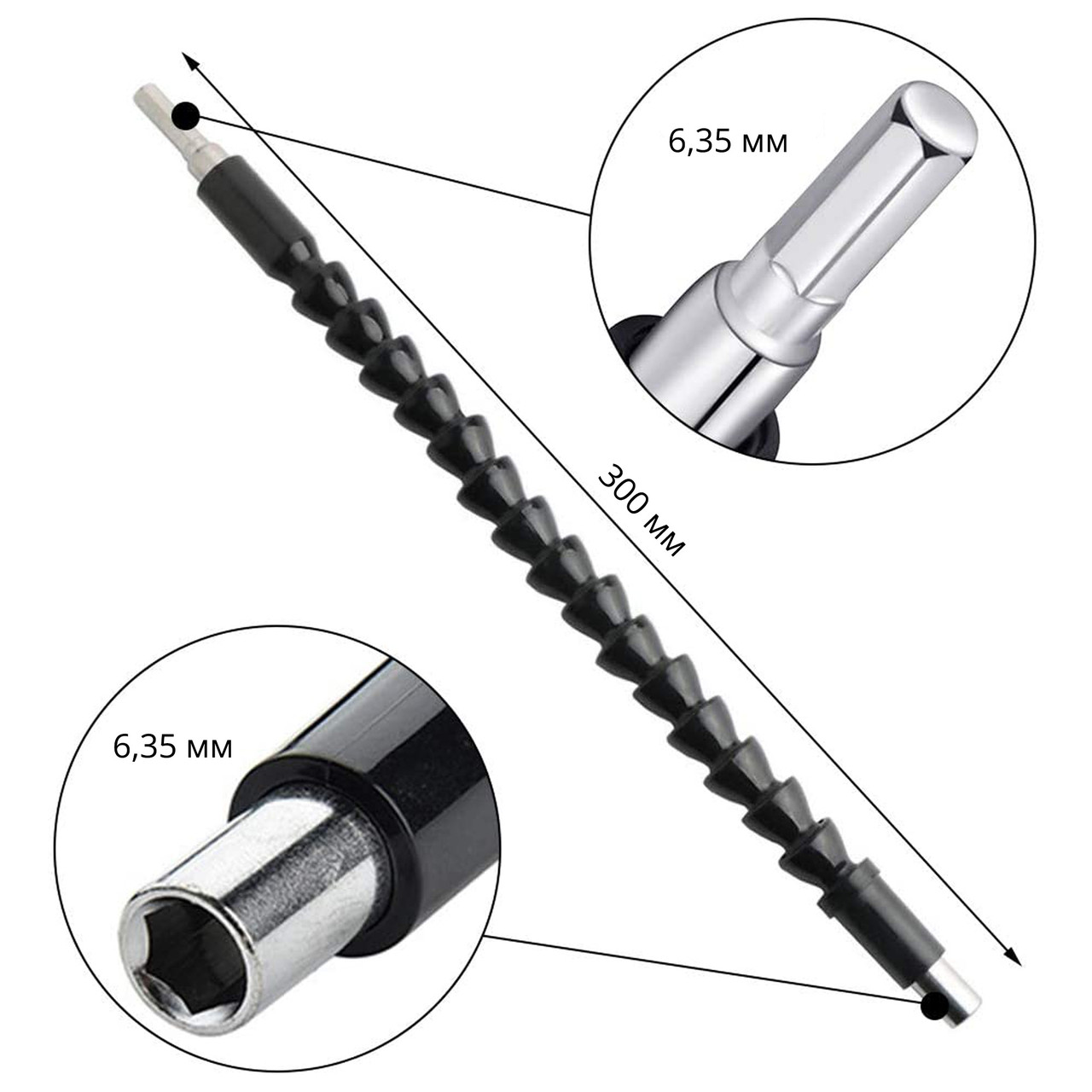 Гибкий удлинитель-переходник для шуруповерта и отвертки с набором из 10 бит Tweezy Gib, черный - фото 6 - id-p1635127790