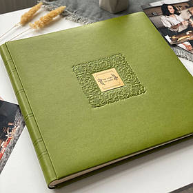 Подарунковий фотоальбом з екошкіри "Family Stories" Зелений 33х33 см RM05-06