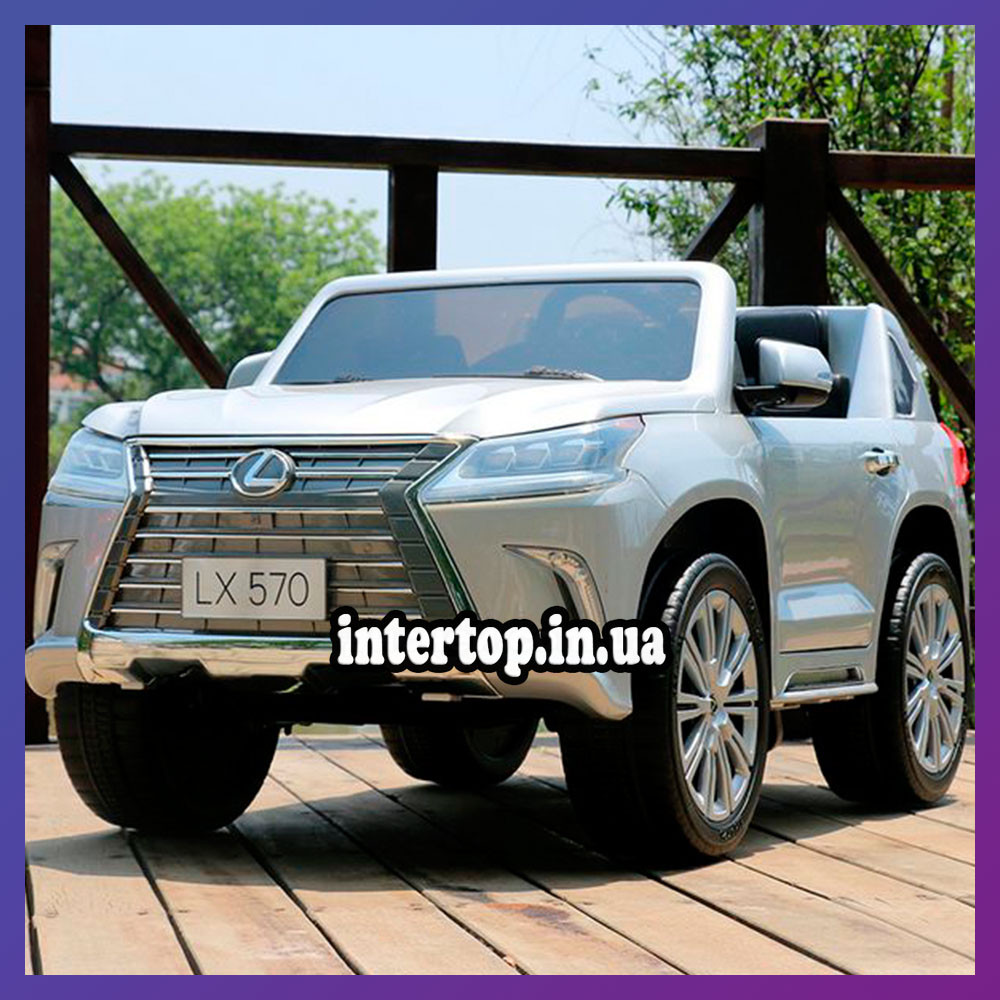 Дитячий електромобіль на акумуляторі Lexus LX 570 на радіокеруванні для дітей 3-8 років сірий з автопофарбуванням