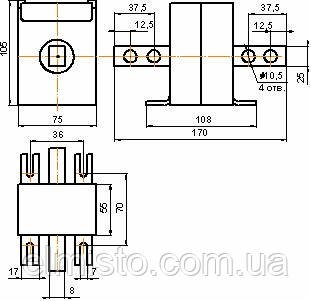 Габаритные, установочные и присоединительные размеры трансформаторов тока Т-0,66 600/5 Габаритные, установочные и присоединительные размеры трансформаторов тока Т-0,66 600/5
