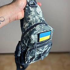 Чоловіча сумка на груди тактичний слінг бананка сірий піксель сумка через плече зручна міцна, фото 3