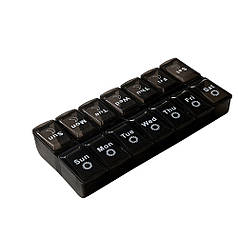 Таблетниця Lesko Day-Night Black органайзер для таблеток на 14 відділень