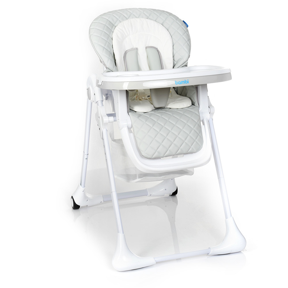 Стільчик для годування (шкіряний чохол) Bambi M 3890 Light Gray QT Сірий