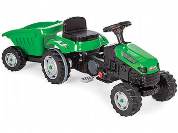 Педальна машинка Трактор із причепом Pilsan 07-316 Зелений | Веломобіль