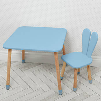 Дитячий дерев'яний столик та стільчик "Зайчик" 04-025BLAKYTN Синій