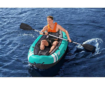 Човен-каяк надувний (весла, насос) Bestway Ventura 65118 Бірюзовий