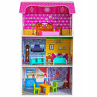 Кукольный домик (95 см) с мебелью Bambi MD 1549 | Деревянный 3х этажный домик для кукол