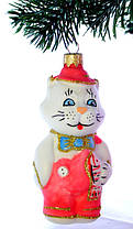 Ялинкова іграшка Котик з рибкою Скло ЛВ 1836, фото 2