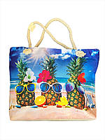 Пляжная сумка "Ананасы" / Эко сумка для покупок, цвет бежевый