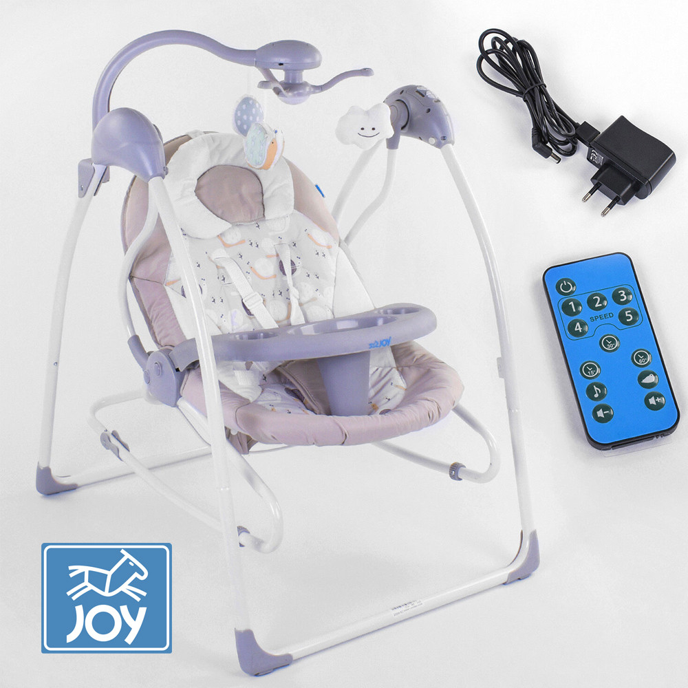 Дитячі шезлонг-гойдалки 3 в 1 JOY CX-44205 Бежевий "Равлик" | Електронні гойдалки для новонароджених