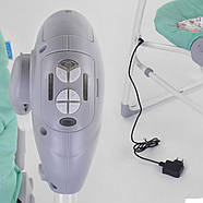 Дитячі шезлонг-гойдалки 3 в 1 JOY CX-55109 Бірюзовий "Квіти" | Електронні гойдалки для новонароджених, фото 6