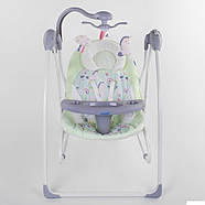 Дитячі шезлонг-гойдалки 3 в 1 JOY CX-11009 Салатовий Однороги та веселка | Електронні гойдалки для новонароджених, фото 4